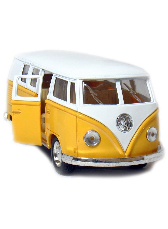 Kinsmart KiNSMART 1962 Volkswagen Classic Bus Yellow 1:32 Scale 5 Inch Die Cast Metal Model Toy Van, Pullback Acation  - Image 1