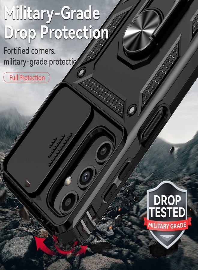 PUSHIMEI for Samsung Galaxy A25 5G Case with Slide Camera Cover HD Screen Protector [Military Grade 16ft. Drop Tested] Magnetic Ring Holder Kickstand Protective Phone Case for Galaxy A25 5G 2024, Black - Image 4