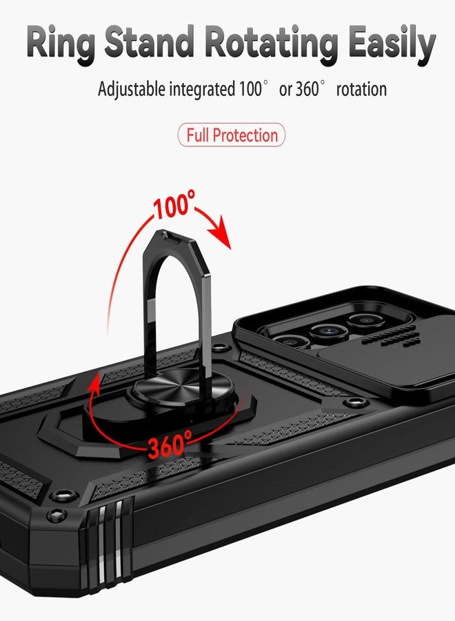 PUSHIMEI for Samsung Galaxy A25 5G Case with Slide Camera Cover HD Screen Protector [Military Grade 16ft. Drop Tested] Magnetic Ring Holder Kickstand Protective Phone Case for Galaxy A25 5G 2024, Black - Image 5