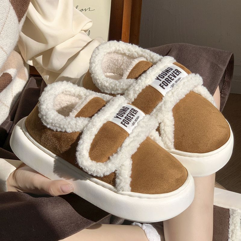 Z New Style Plush Cotton Shoes For Winter, Fashionable And Warm For Girls, Thickened With Velcro For Home Use, Height-Increasing Cotton Shoes For Outdoor Wear, Suitable For Couples - Image 5