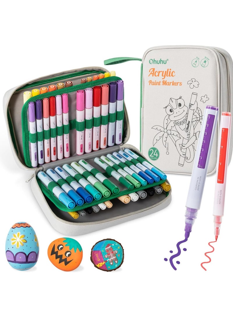 Ohuhu 48-Piece Acrylic Paint Marker Set – Dual Tip (Chisel & Round) with Vivid, Long-Lasting Colors, Perfect for Painting on Rocks, Wood, Glass, Ceramics, and Easter Eggs – Ideal for Artists, Hobbyists, Creative Projects, and Crafts - Image 1