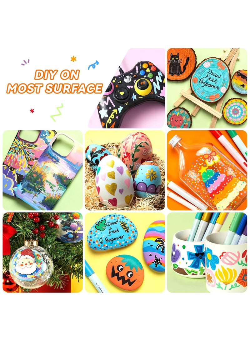 Ohuhu 48-Piece Acrylic Paint Marker Set – Dual Tip (Chisel & Round) with Vivid, Long-Lasting Colors, Perfect for Painting on Rocks, Wood, Glass, Ceramics, and Easter Eggs – Ideal for Artists, Hobbyists, Creative Projects, and Crafts - Image 5