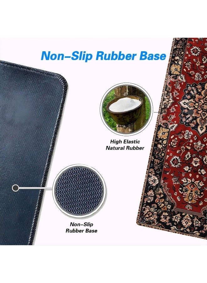 Bohemian Gaming Large Mouse Pad Retro Boho Red Mousepad Large Gaming Mouse Pad Laptop Keyboard Mat Non-Slip Rubber Base Keyboard Desk Pad for Home Office Study Game 31.5”x11.8” - Image 3