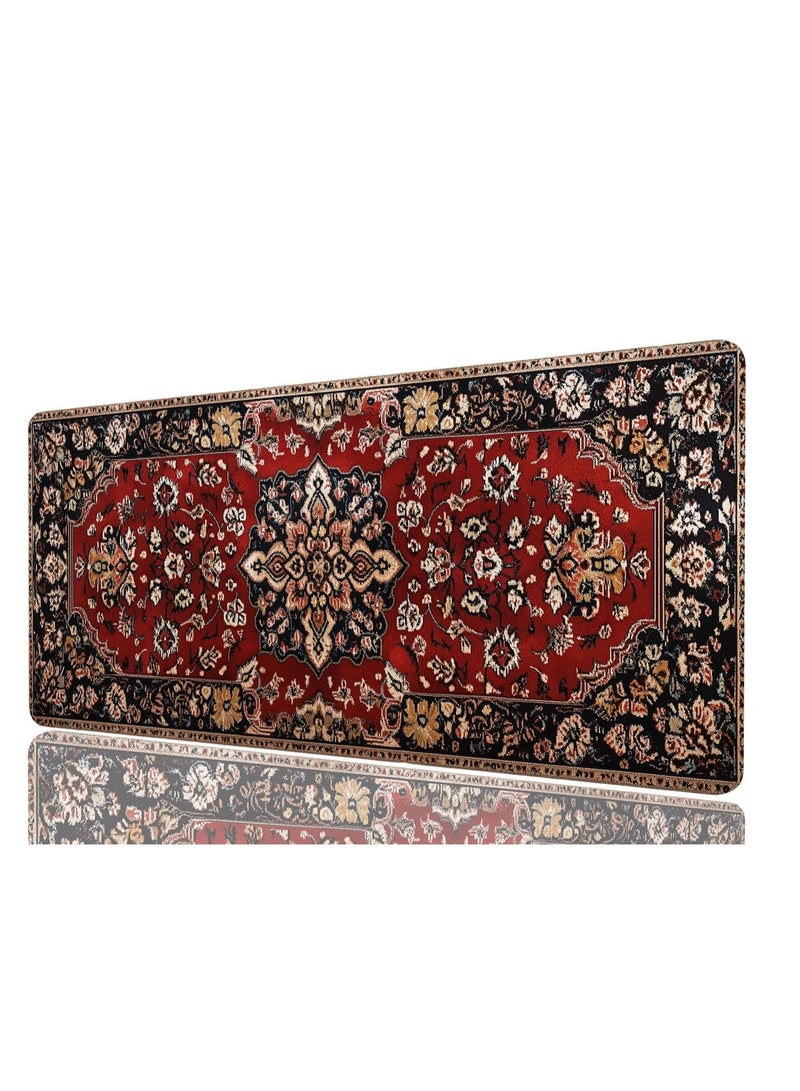Bohemian Gaming Large Mouse Pad Retro Boho Red Mousepad Large Gaming Mouse Pad Laptop Keyboard Mat Non-Slip Rubber Base Keyboard Desk Pad for Home Office Study Game 31.5”x11.8” - Image 1