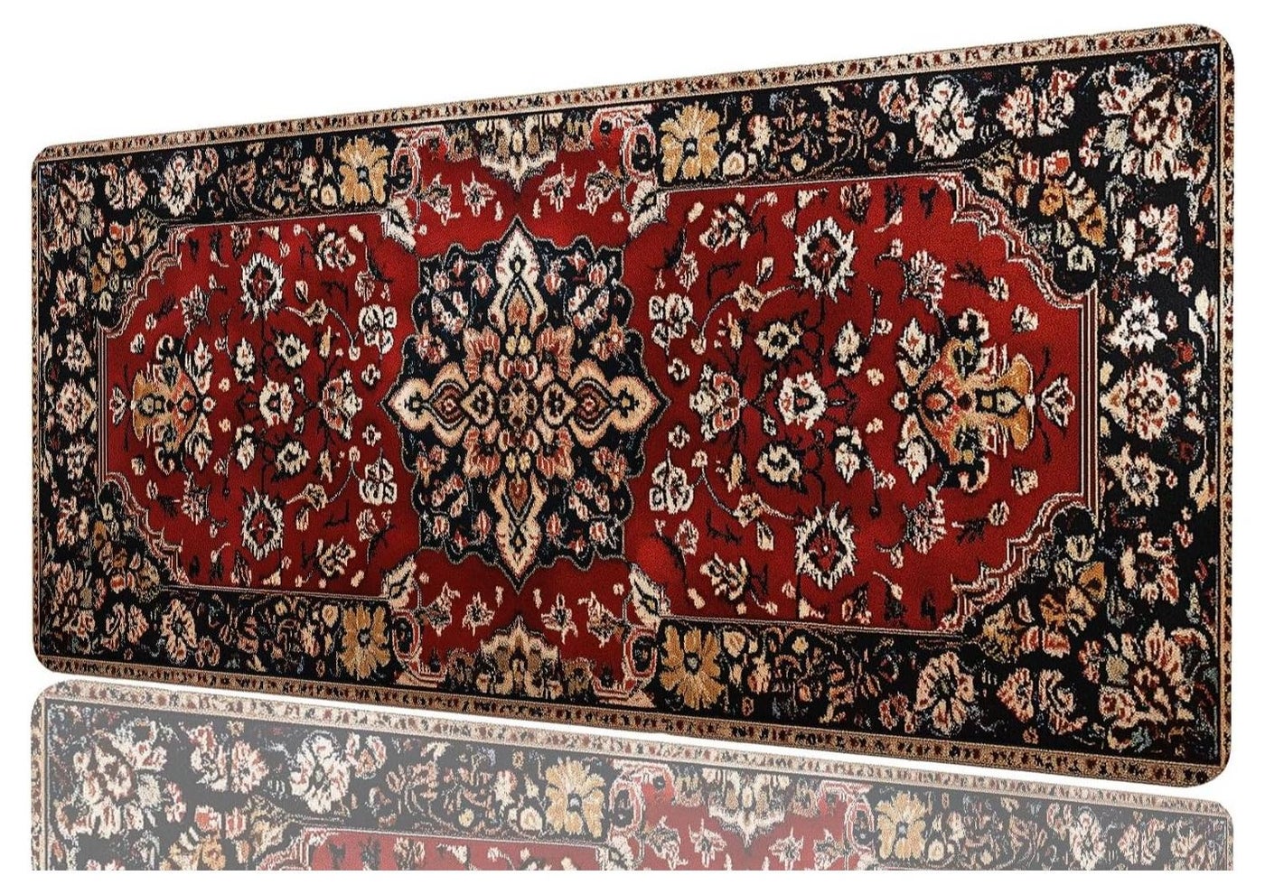 Bohemian Gaming Large Mouse Pad Retro Boho Red Mousepad Large Gaming Mouse Pad Laptop Keyboard Mat Non-Slip Rubber Base Keyboard Desk Pad for Home Office Study Game