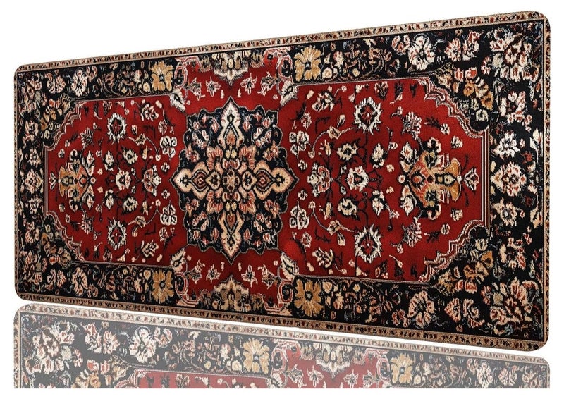 لوحة ماوس كبيرة للألعاب بتصميم بوهيمي، لوحة ماوس كبيرة للألعاب بتصميم بوهو ريترو، لوحة مفاتيح للكمبيوتر المحمول، قاعدة مطاطية غير قابلة للانزلاق، لوحة مفاتيح للمكتب، للمنزل والمكتب والدراسة واللعب، 31.5 بوصة × 11.8 بوصة - Image 1