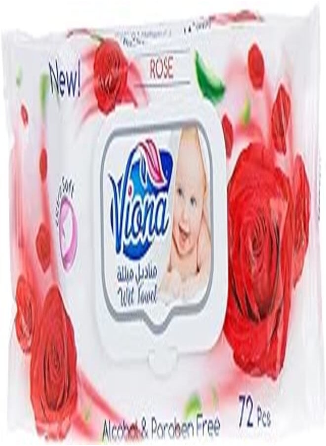 viona - Viona Rose Ultra Soft Baby Wipes, 72 Pieces - Image 1