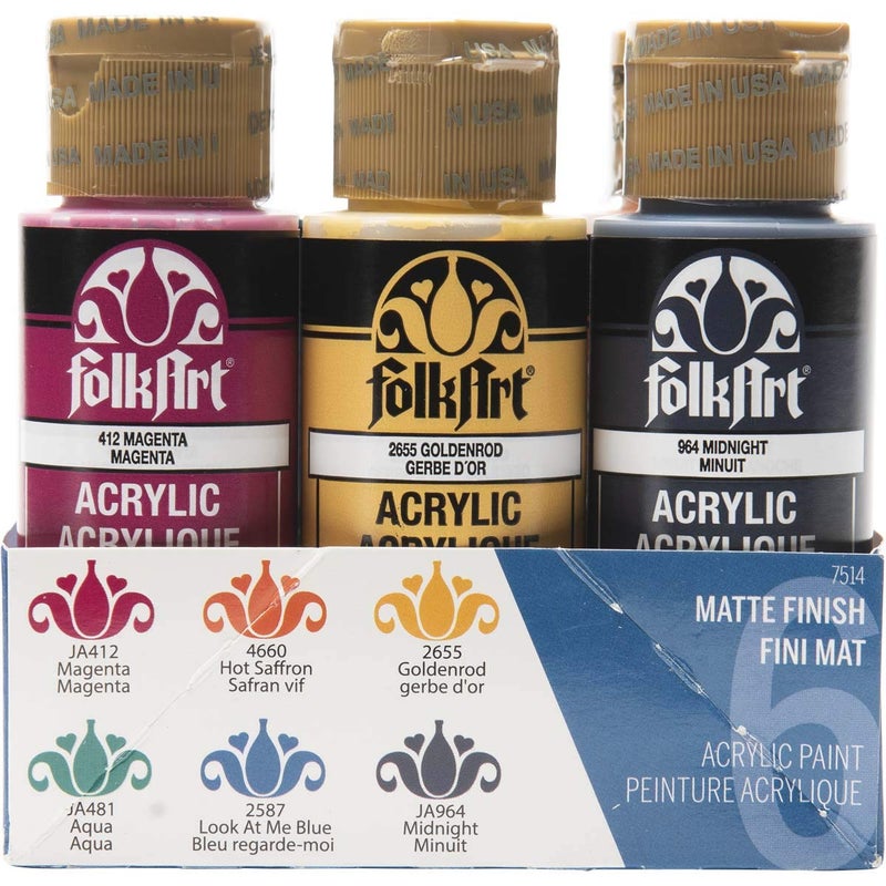 FolkArt 6 Color, Matte Acrylic Paint Set, 2oz, Under the Sea - Image 2