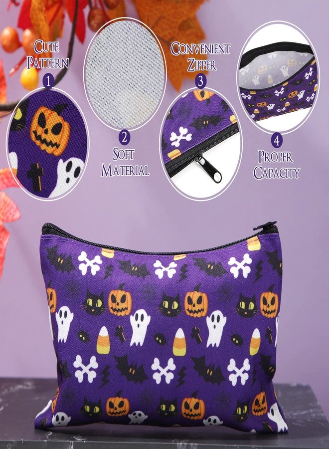 Reginary 20 Pcs Halloween Cosmetic Bags Gift Bags for Kids Girls Women Happy Halloween Pattern Toiletry Organizer for Party Favors Double Sided Printed Makeup Pouch with Zipper - Image 5