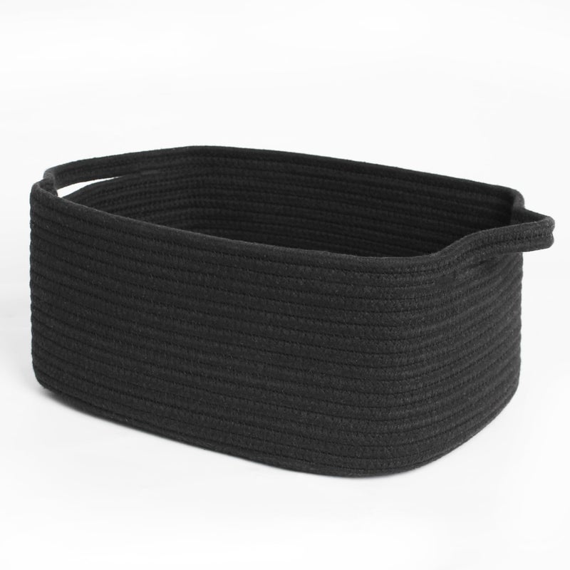 MEGASKET Black Woven Baskets for Organizing Cotton Rope Baskets for Gifts Empty Medium Cute Dog Toy Bin Box Decorative Closet Bathroom Bedroom Storage Organizer Wicker Black Bin for Towels Books - Image 2
