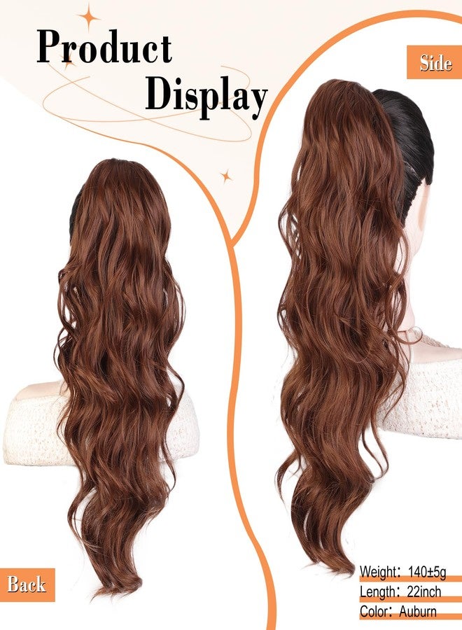 Stamped Glorious Ponytail Extension 22" Long Body Wave Ponytail Synthetic Heat Resistant Drawstring Ponytail Hairpieces for Women（ Auburn） - Image 2