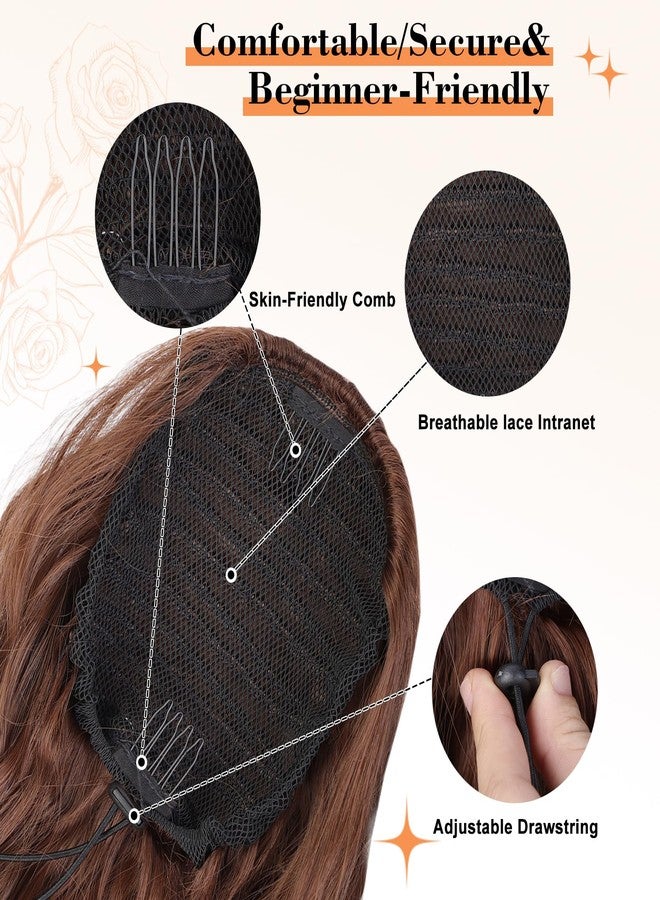 Stamped Glorious Ponytail Extension 22" Long Body Wave Ponytail Synthetic Heat Resistant Drawstring Ponytail Hairpieces for Women（ Auburn） - Image 3