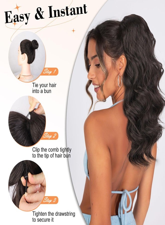 Stamped Glorious Ponytail Extension 22" Long Body Wave Ponytail Synthetic Heat Resistant Drawstring Ponytail Hairpieces for Women（ Auburn） - Image 4