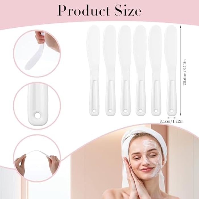 Ymapinc 6Pcs Resuable Cosmetic Spatula, Mask Applicator Tool Small Plastic Makeup Face Mask Spatula, Creams Mixing, Skincare or Scraping Jars, Face Brush 8.11 1.22 Inch - Image 2