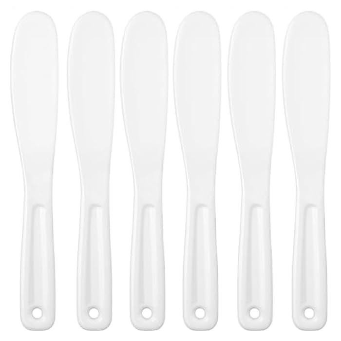 Ymapinc 6Pcs Resuable Cosmetic Spatula, Mask Applicator Tool Small Plastic Makeup Face Mask Spatula, Creams Mixing, Skincare or Scraping Jars, Face Brush 8.11 1.22 Inch - Image 1
