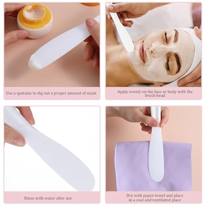 Ymapinc 6Pcs Resuable Cosmetic Spatula, Mask Applicator Tool Small Plastic Makeup Face Mask Spatula, Creams Mixing, Skincare or Scraping Jars, Face Brush 8.11 1.22 Inch - Image 5