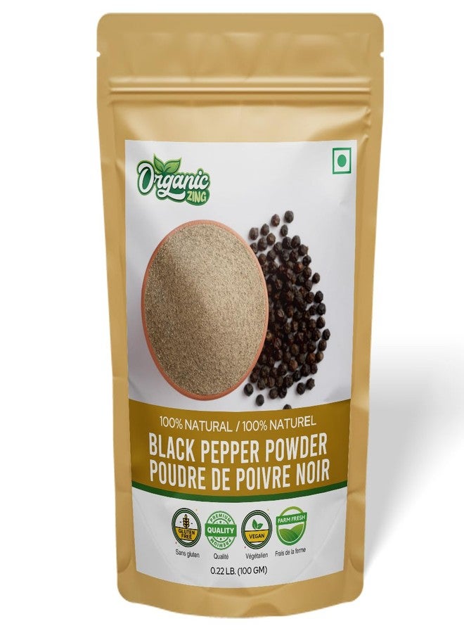 Organic Zing Black Pepper Powder (100 g / 3.52 oz) - Food Grade Freshly Ground Pepper for Cooking Seasoning Marinades & Everyday Cuisine - Image 1