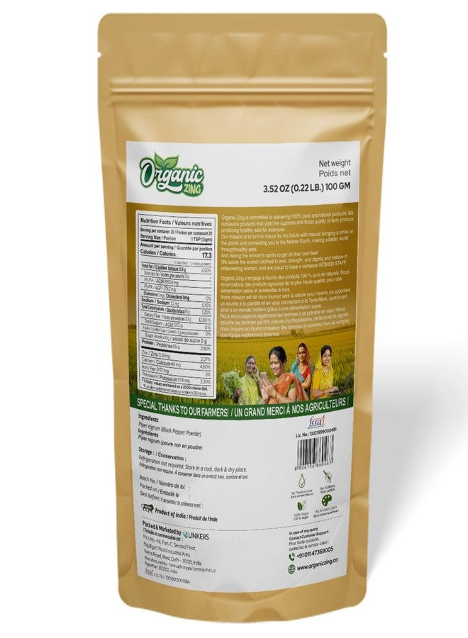 Organic Zing Black Pepper Powder (100 g / 3.52 oz) - Food Grade Freshly Ground Pepper for Cooking Seasoning Marinades & Everyday Cuisine - Image 2