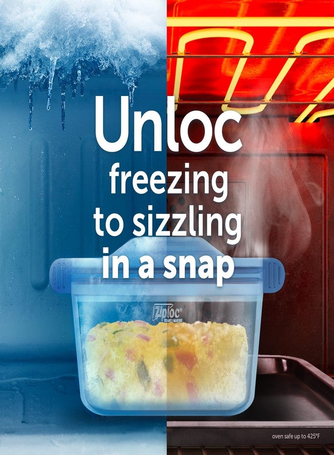 Ziploc Endurables Small Container, 2 Cups, Reusable Silicone Bags and Food Storage Meal Prep Containers for Freezer, Oven, and Microwave, Dishwasher Safe - Image 2