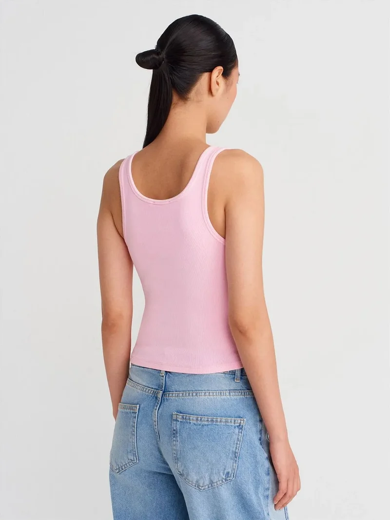 ديلفين Dilvin Ribbed Cotton Blend Crop Cami Top