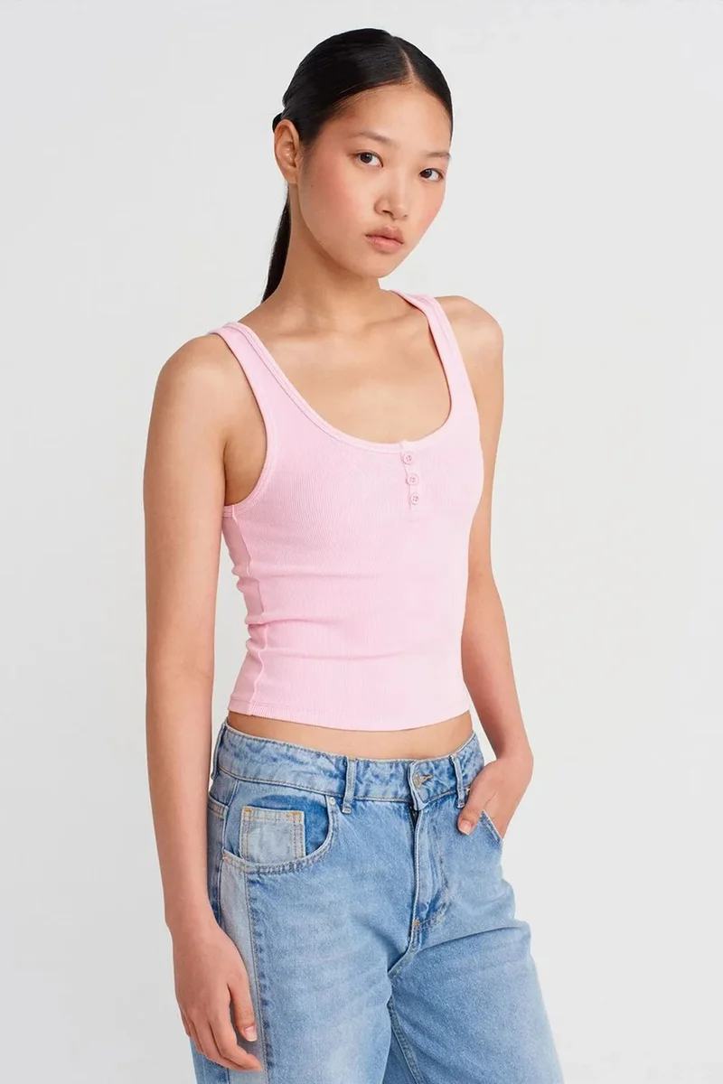 DILVIN Ribbed Cotton Blend Crop Cami Top