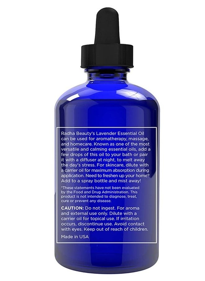 Radha beauty - Lavender Essential Oil 4oz - Premium Therapeutic Grade, Steam Distilled for Aromatherapy, Relaxation, Laundry, Meditation, Massage - Image 1