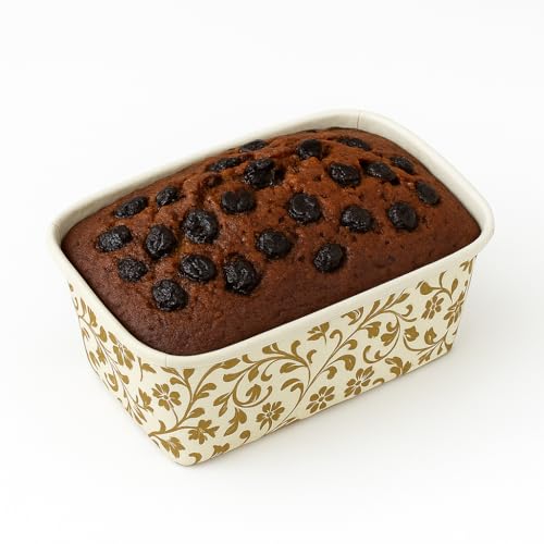 Esslly Luxurious Plum Cake Mold Paper Loaf Cake Pan | Elegant Gold Floret Design | Greaseproof, Oven & Microwave Safe | 250g (Pack of 10) | Perfect for Holiday Baking & Gifting - Image 4