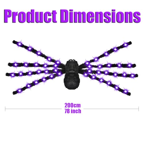 Cherislpy 78" Jumbo Halloween Light up Spider Scary Giant Spider for Indoor Outdoor Halloween Spider Decorations Party Favor Yard Home House Décor Multicolor - Image 4