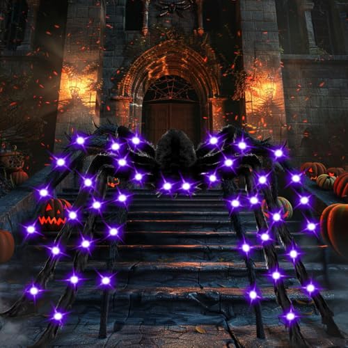 Cherislpy 78" Jumbo Halloween Light up Spider Scary Giant Spider for Indoor Outdoor Halloween Spider Decorations Party Favor Yard Home House Décor Multicolor - Image 5