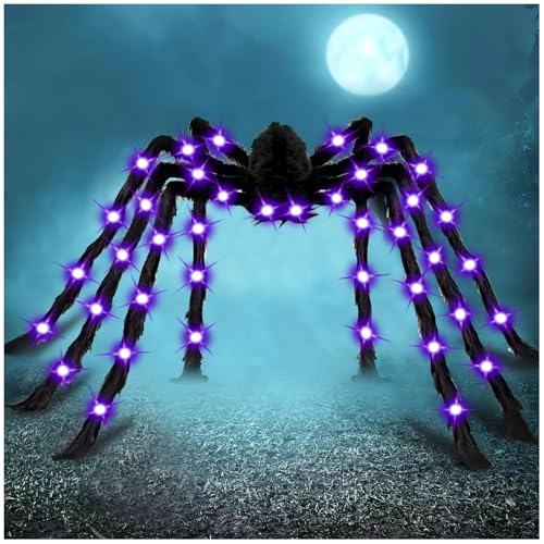 Cherislpy 78" Jumbo Halloween Light up Spider Scary Giant Spider for Indoor Outdoor Halloween Spider Decorations Party Favor Yard Home House Décor Multicolor - Image 1