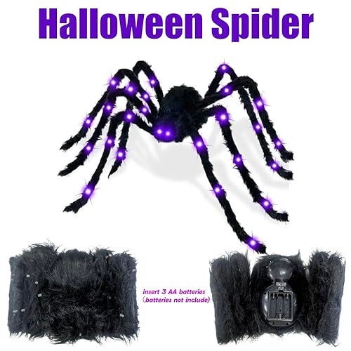 Cherislpy 78" Jumbo Halloween Light up Spider Scary Giant Spider for Indoor Outdoor Halloween Spider Decorations Party Favor Yard Home House Décor Multicolor - Image 3