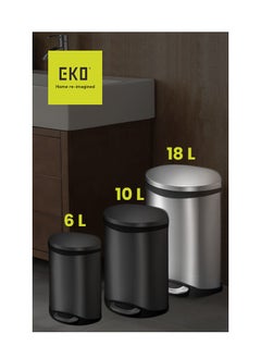 EKO SHELL SERIES | Brushed Stainless Steel Finish | Soft-Closing | Fingerprint-Resistant | Step Trash & Garbage Bin | Suitable For Homes, Bathrooms, Kitchens, Offices, & More | 18 Liters  - Image 2