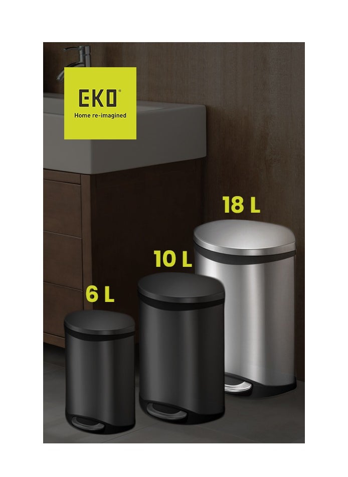 EKO SHELL SERIES | Brushed Stainless Steel Finish | Soft-Closing | Fingerprint-Resistant | Step Trash & Garbage Bin | Suitable For Homes, Bathrooms, Kitchens, Offices, & More | 18 Liters  - Image 2