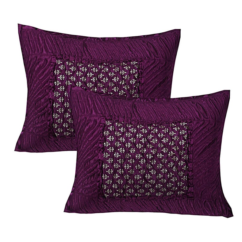ManavRachit Jaipuri Sanganeri Satin Gold Printed Designer Bedding Set Set of 4 pcs 1 Double Bed Bedsheet 2 Pillow Cover 1 Double Bed AC Comforter Designer BUTTI FALSA Purple - Image 4
