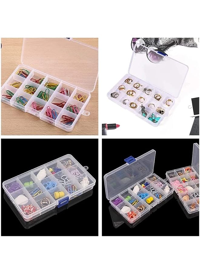 PROMASS 15 Grids Adjustable Jewelry Beads Pills Nail Art Tips Storage Case Hard Transparent Plastic Jewelry Tool Box - Image 3