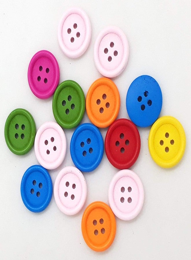 SCHUBERT DIY Wooden Buttons Used in Sewing, Scrap Booking, Art and Craft, Decorations (Multicolor, 1.5 x 1.5 cm) - 100 Pieces - Image 4