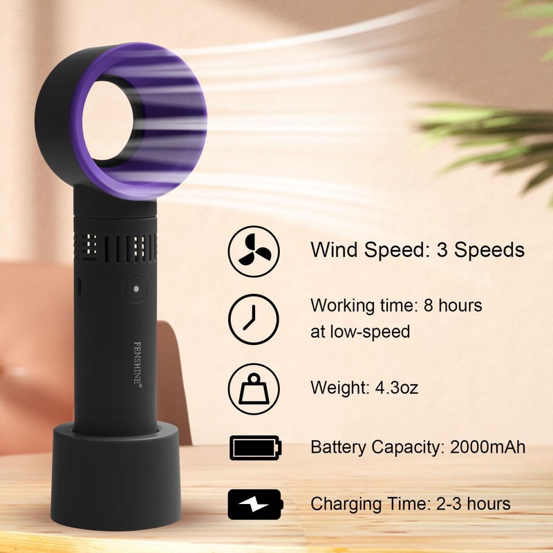 فينشاين مروحة صغيرة محمولة قابلة للشحن عبر USB، مجفف رموش بدون شفرات محمول لتمديد الرموش، منفاخ تكييف هواء لمستلزمات تمديد الرموش الأساسية (أسود 02) - Image 5