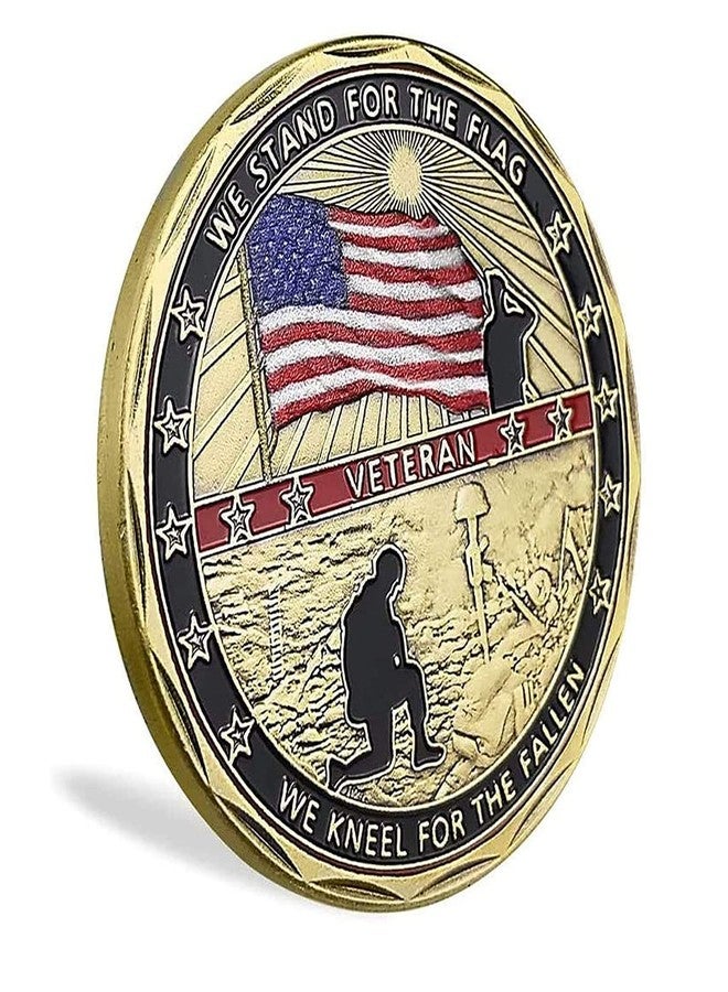 Glamtune US Military Veteran Challenge Coin - We Stand for The Flag and Kneel for The Fallen (Single Coin) - Image 3