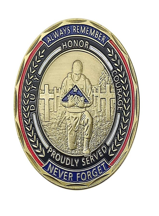 Glamtune US Military Veteran Challenge Coin - We Stand for The Flag and Kneel for The Fallen (Single Coin) - Image 2