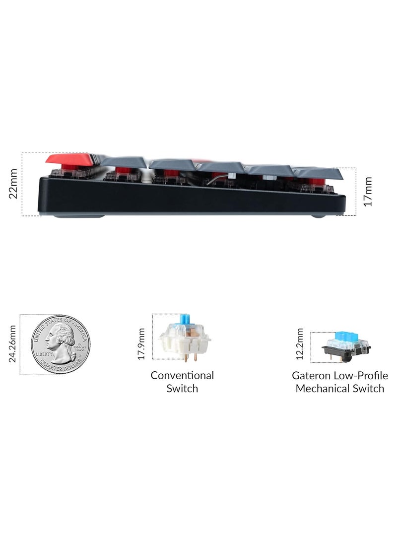 Keychron - K5 Pro QMK/VIA Ultra-Slim Wireless Bluetooth/Wired USB Custom Mechanical Keyboard, 108-Key Programmable Macro RGB Backlight PBT Keycaps Low-Profile Gateron Red Switch for Mac Windows Linux - Image 1