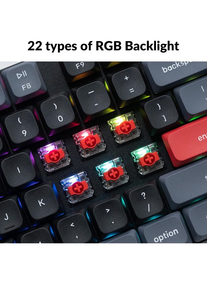 Keychron - K5 Pro QMK/VIA Ultra-Slim Wireless Bluetooth/Wired USB Custom Mechanical Keyboard, 108-Key Programmable Macro RGB Backlight PBT Keycaps Low-Profile Gateron Red Switch for Mac Windows Linux - Image 1