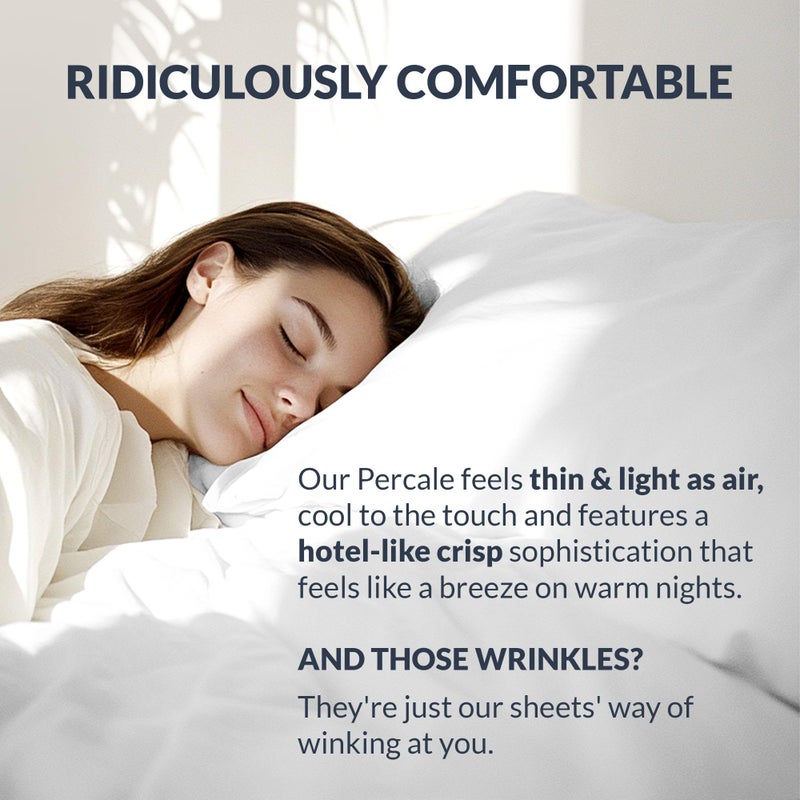 Sweave 100% Egyptian Cotton Percale Sheets Queen Size - Genuine Luxurious 400 Thread Count - Naturally Crisp, Breathable, Skin-Friendly & Cooling - Softer After Each Wash - Oeko-TEX - Image 2