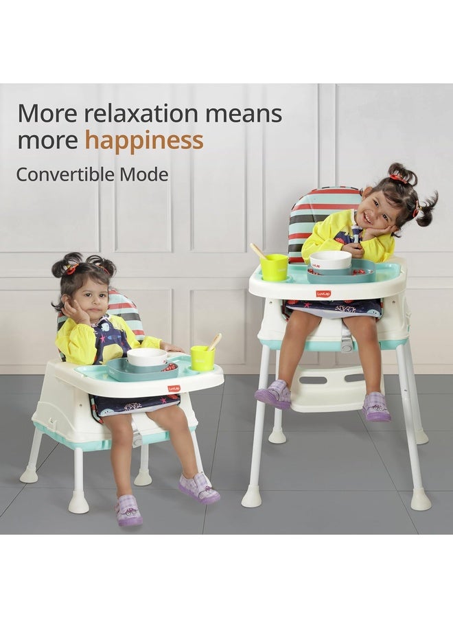 Luvlap 3 in1 High Chair for Baby/Kids, Toddler Feeding Booster Seat with Wheels, 3 Height adjustments, with Cushion, 6 Month to 3 Years, Portable (Blue) - Image 3