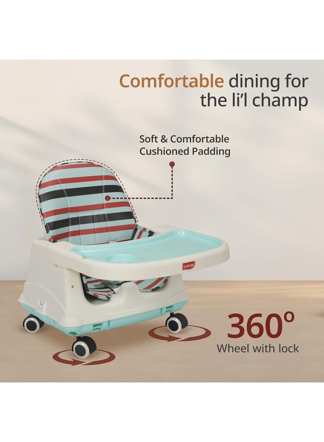 Luvlap 3 in1 High Chair for Baby/Kids, Toddler Feeding Booster Seat with Wheels, 3 Height adjustments, with Cushion, 6 Month to 3 Years, Portable (Blue) - Image 4