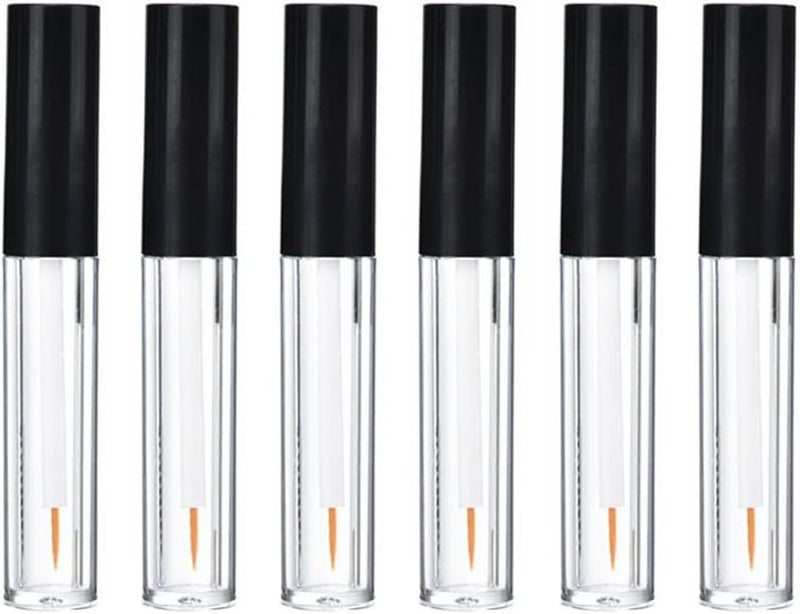 Quupy 6PCS 0.06oz Empty Upscale Plastic Eyeliner Vials Tube Bottle Refillable Eyelash Growth Liquid Container Clear Mascara Bottle with Wand Applicators and Black Cap for Eyelash Eyebrow Growth Castor Oil