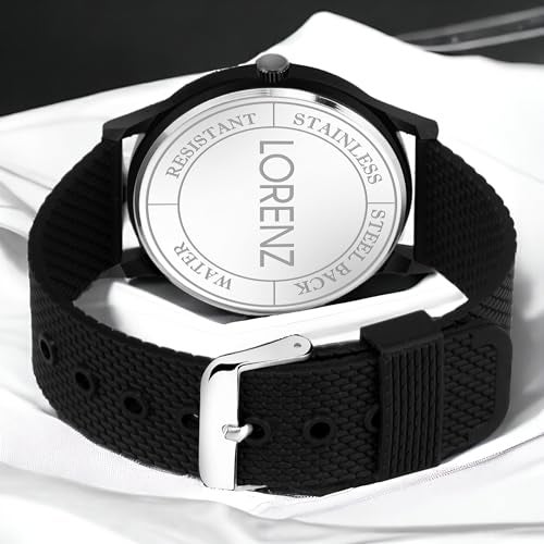 LORENZ Rubber Dress Analog Boy's Watch (Black Dial Black Colored Strap) - Image 3