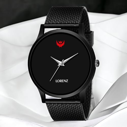 LORENZ Rubber Dress Analog Boy's Watch (Black Dial Black Colored Strap) - Image 5