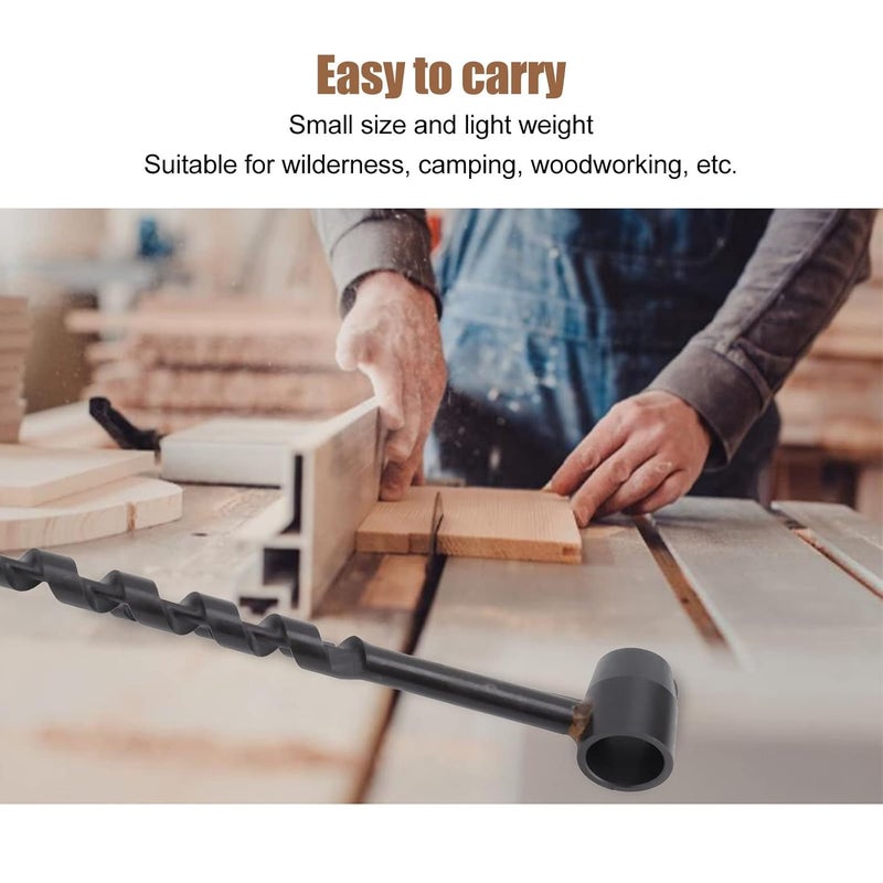 Black Manual Auger Drill, Hand Auger Drill for Woodworking, Self - Tapping Carbon Steel Bit, Lightweight Portable Survival Drill for Camping Shelter Building and (16-230mm) - Image 4
