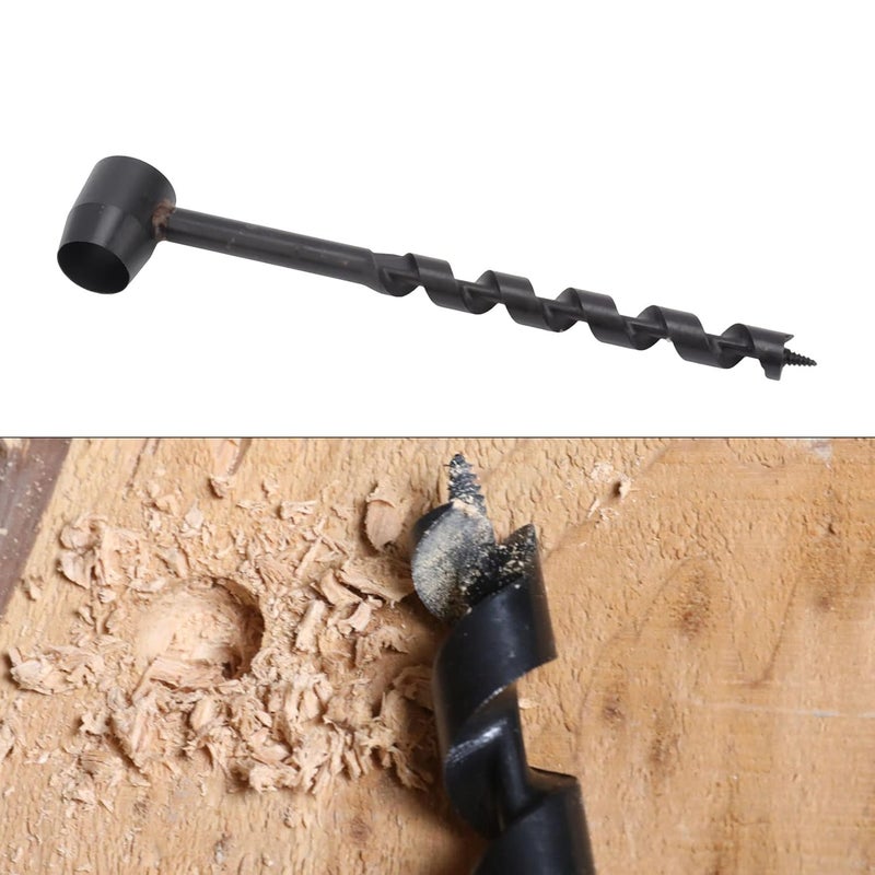 Black Manual Auger Drill, Hand Auger Drill for Woodworking, Self - Tapping Carbon Steel Bit, Lightweight Portable Survival Drill for Camping Shelter Building and (16-230mm) - Image 5