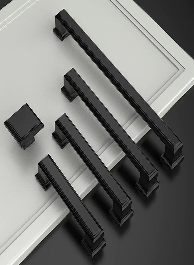 Amerdeco 10 Pack Matte Black 5 Inch(128mm) Hole Centers Kitchen Cabinet Pulls Cabinet Hardware Kitchen Handles for Cabinets Cupboard Handles Drawer Pulls - Image 2